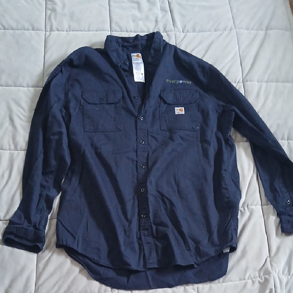 EUC Carhartt Navy Blue Button-Up Shacket  Everpower Size 2XL Tall